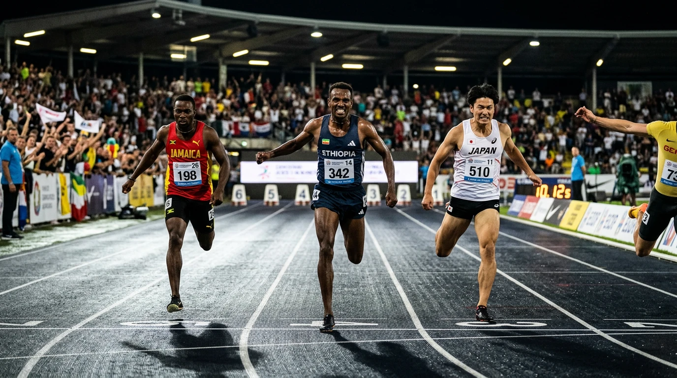 Arrivo di una finale dei 100 metri